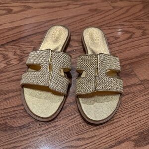Naturalizer Gold Woven Slide Sandals - Never Worn